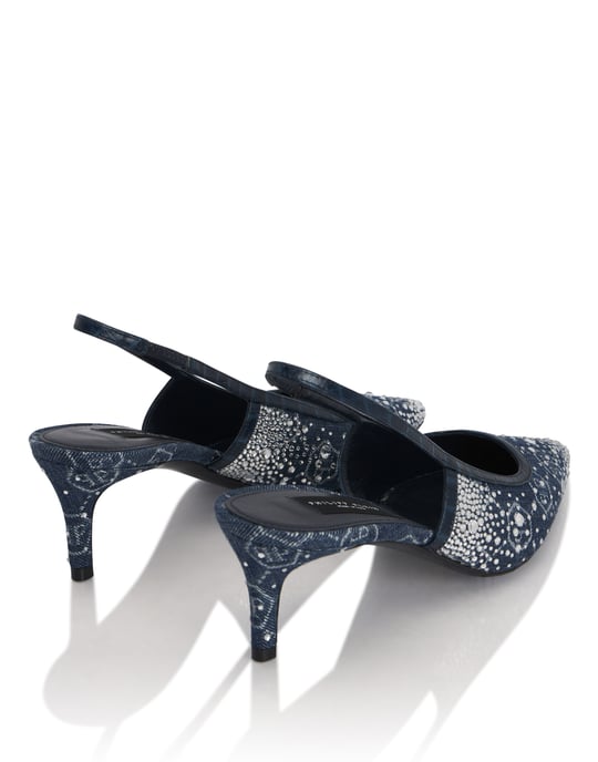 Denim Mid Heels Slingbacks Monogram Strass Monogram - Image 3