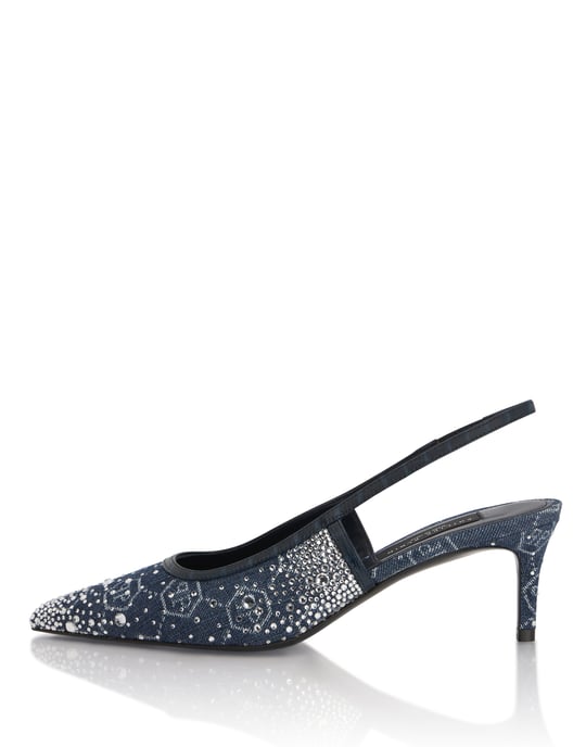 Denim Mid Heels Slingbacks Monogram Strass Monogram - Image 4