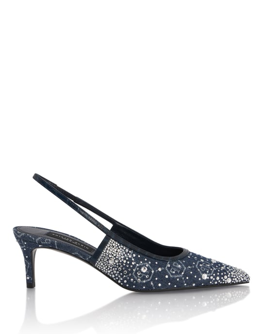 Denim Mid Heels Slingbacks Monogram Strass Monogram - Image 5