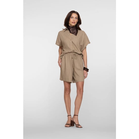 Geisha 63423-14 745 blouse linen stripes s/sl taupe/black - Image 2