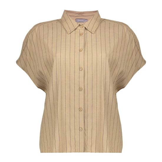 Geisha 63423-14 745 blouse linen stripes s/sl taupe/black - Image 5