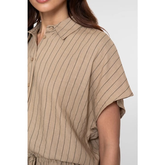 Geisha 63423-14 745 blouse linen stripes s/sl taupe/black - Image 6