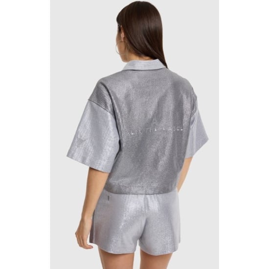 Alix The Label Foile cropped blouse zilverkleurig - Image 3