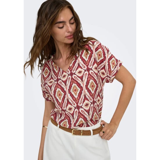 Only Onlbelly mikasi ss v-neck top wvn ex brick red/abs - Image 5