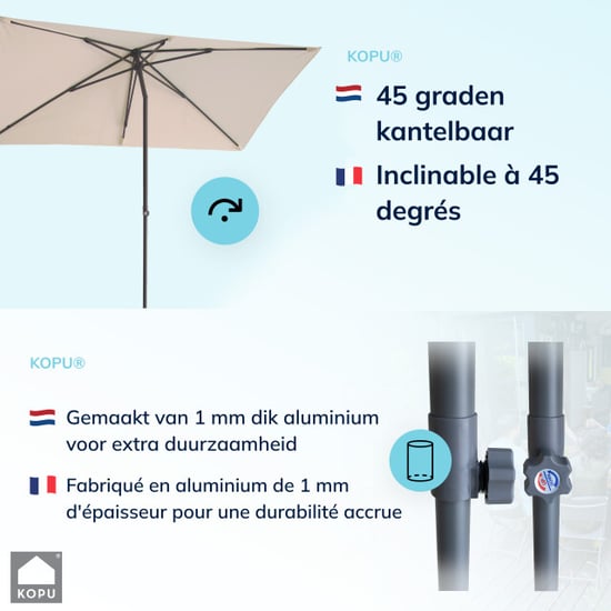 Kopu ® leon parasol rechthoek 150x250cm met hoes balkonparasol - Image 5