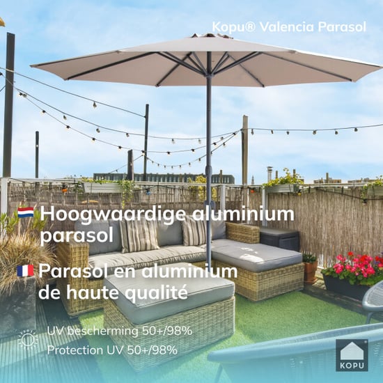 Kopu ® valencia parasol rond 300 cm met beschermhoes taupe - Image 5