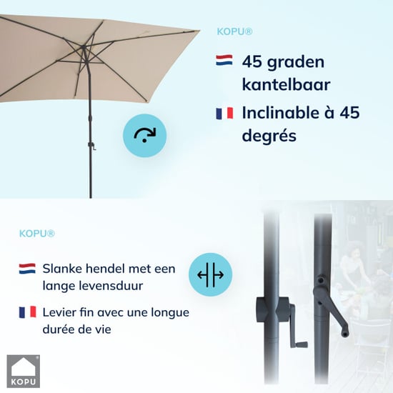 Kopu ® sevilla parasol rechthoek 200x300 cm met hoes balkonparasol creme - Image 6