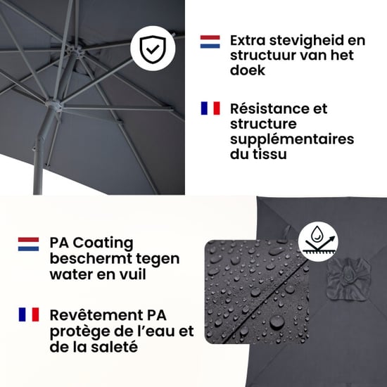 Kopu ® alicante parasol vierkant 230x230 cm met windvanger - - Image 3