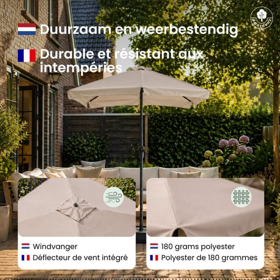 4gardenz ® parasol rechthoek met volant 120x190 cm kantelbaar balkonparasol - Image 2