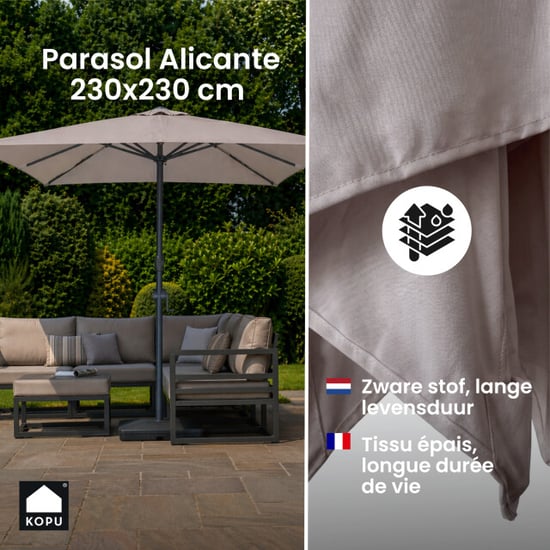 Kopu ® alicante parasol vierkant 230x230 cm met windvanger - - Image 5
