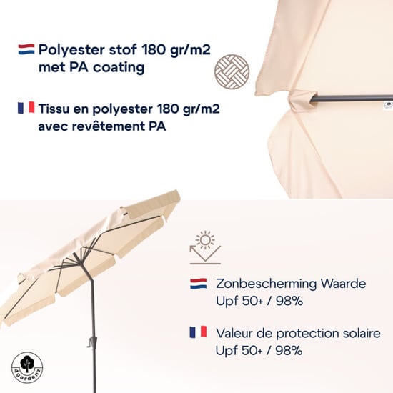 4gardenz ® parasol rond 300 cm met volant kantelbaar creme - Image 3