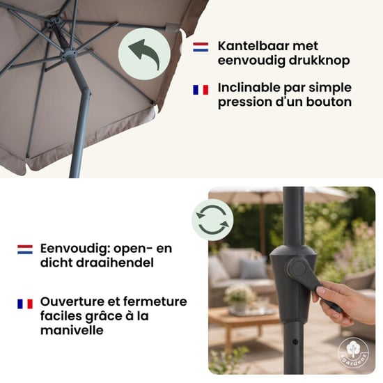 4gardenz ® parasol rechthoek met volant 120x190 cm kantelbaar balkonparasol - Image 3