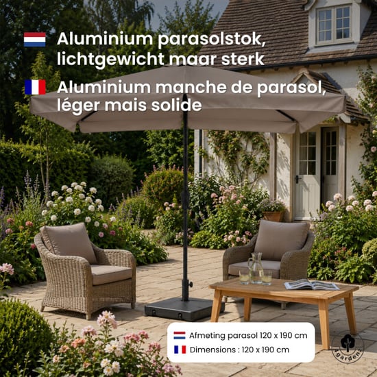 4gardenz ® parasol rechthoek met volant 120x190 cm kantelbaar balkonparasol - Image 4