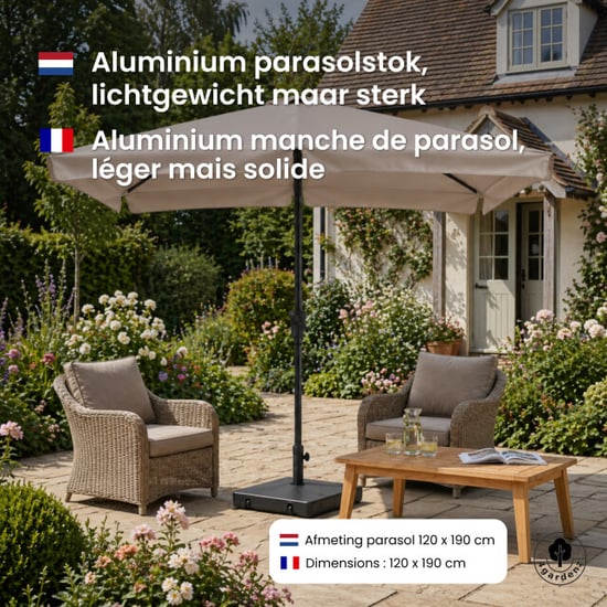 4gardenz ® parasol rechthoek met volant 120x190 cm kantelbaar balkonparasol - Image 4