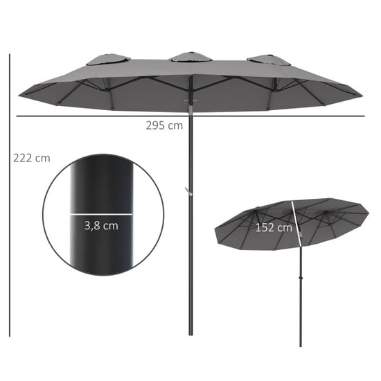 4goodz Outsunny duo-parasol 295x152 cm brede parasol - - Image 5