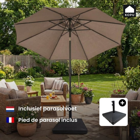 Kopu ® valencia parasol rond 300 cm met beschermhoes en voet taupe - Image 6