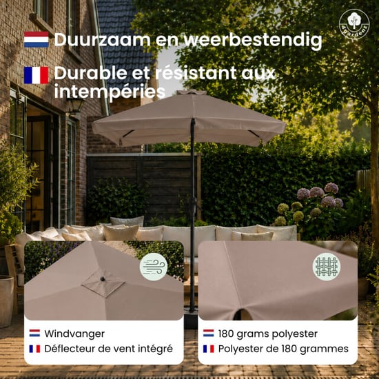 4gardenz ® parasol rechthoek met volant 120x190 cm kantelbaar balkonparasol - Image 6