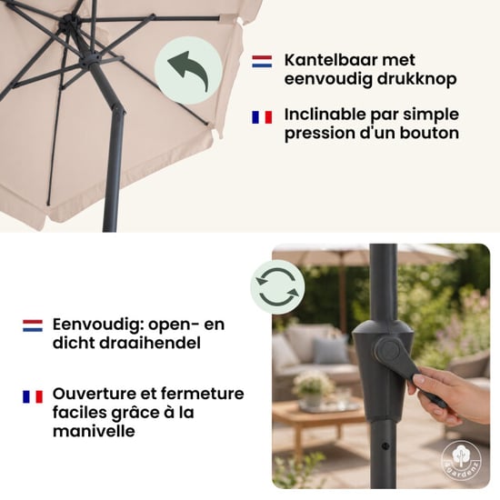 4gardenz ® parasol rechthoek met volant 120x190 cm kantelbaar balkonparasol - Image 6