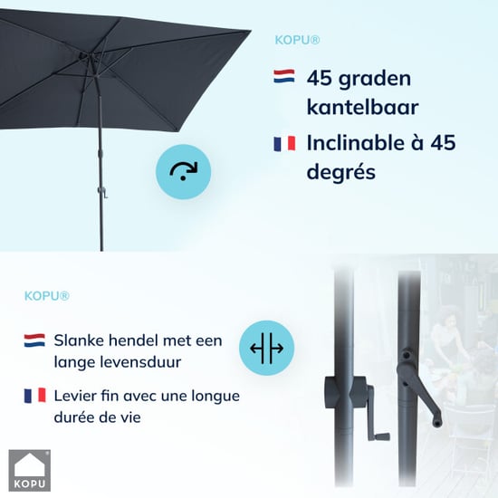 Kopu ® sevilla parasol rechthoek 200x300 cm met hoes en voet - Image 5