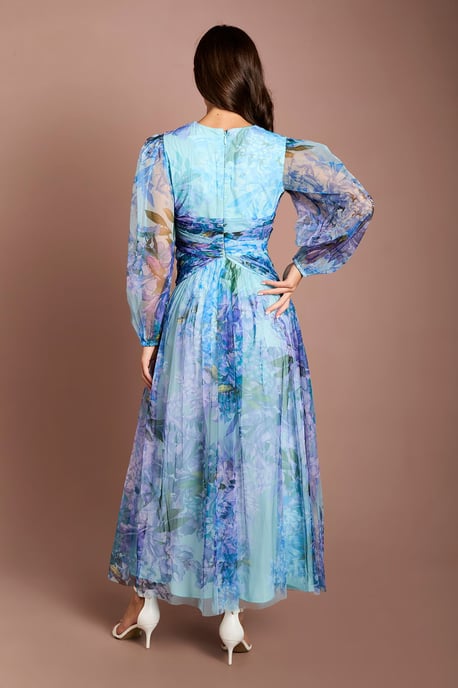 Petite Printed Floral Mesh Midaxi Dress - Image 3