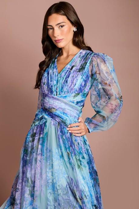 Petite Printed Floral Mesh Midaxi Dress - Image 4
