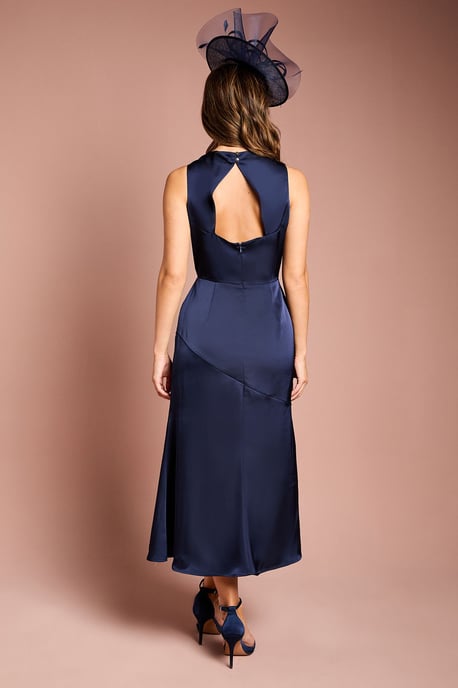 Cowl Neck Sleeveless Satin Midi Dress - Image 3