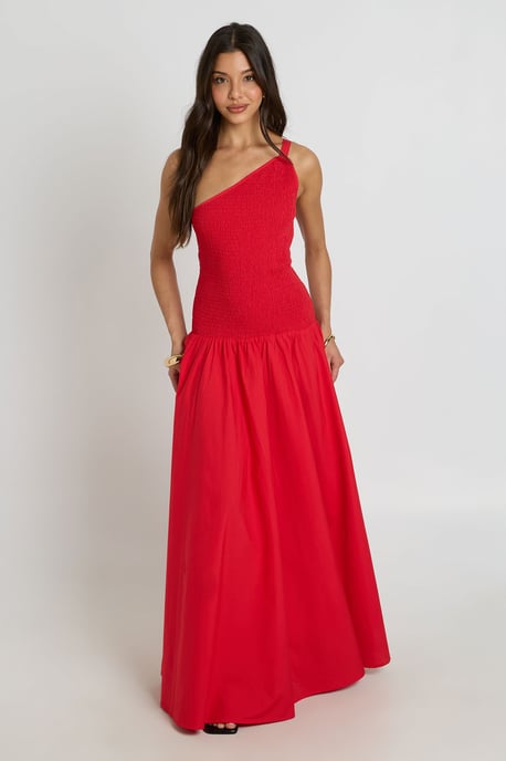 Shirred Bodice Maxi Dress With Asymmetric Neckline - Image 3