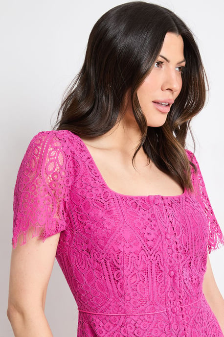 Lace Button Midi Dress - Image 4