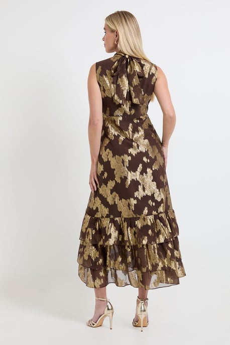 Petite Metallic Ruffle Hem Maxi Dress - Image 3