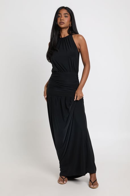 Super Soft Ruched Drop Waist Maxi Dress - Image 1