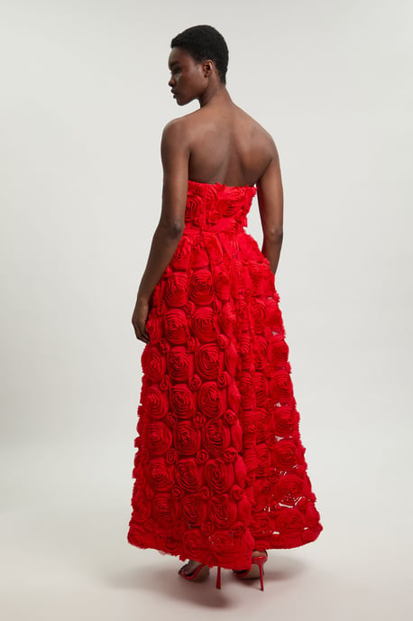 Textured Rosette Prom Maxi Dress - Image 3
