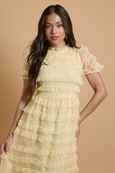 Petite Tiered Mesh Sequin Occasion Maxi Dress - Image 2