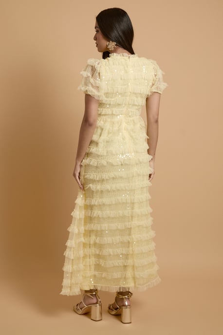 Petite Tiered Mesh Sequin Occasion Maxi Dress - Image 3
