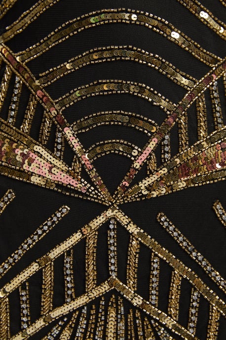 Premium Mirrored Crystal Embellished Woven Prom Dress - Image 5