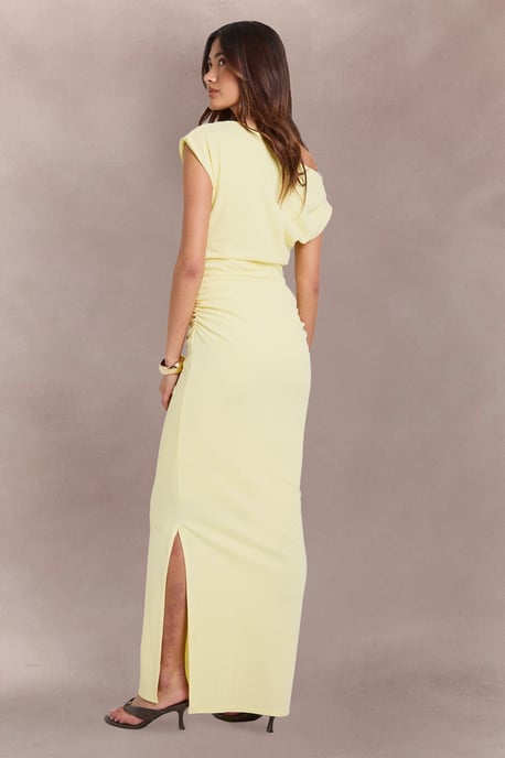 Double Layer Asym Slinky Drape Front Asym Neck Maxi Dress - Image 2