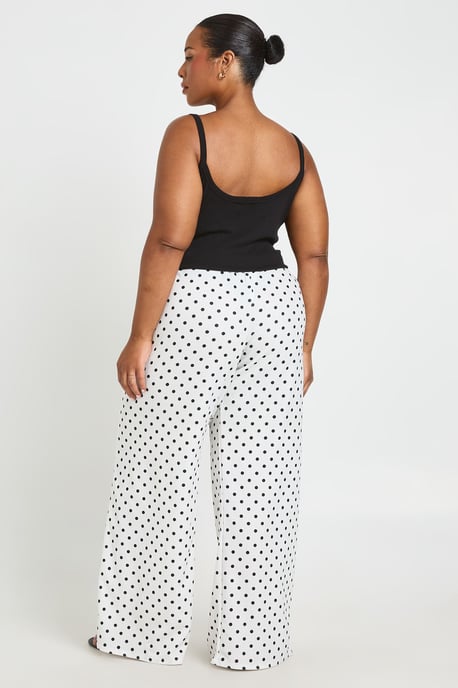 Plus Textured Polka Dot Jersey Wide Leg Trouser - Image 2