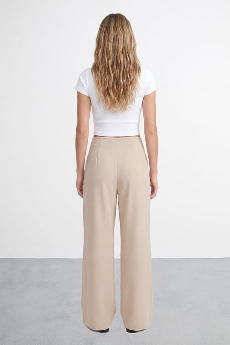 Extreme High Waisted Wide Leg Pleated Tailored Trousers - Image 3