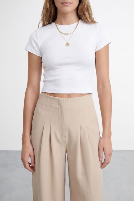 Extreme High Waisted Wide Leg Pleated Tailored Trousers - Image 4