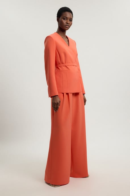 Compact Viscose Stretch Tailored Wide Leg Trouser - Image 1