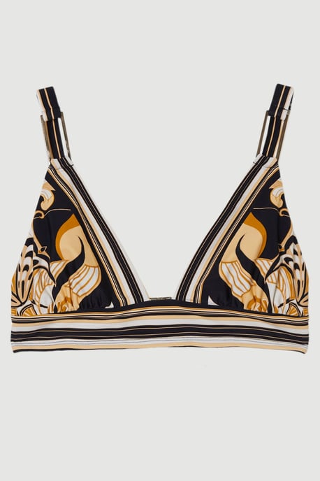 Abstract Print Trim Detail Bikini Top - Image 4