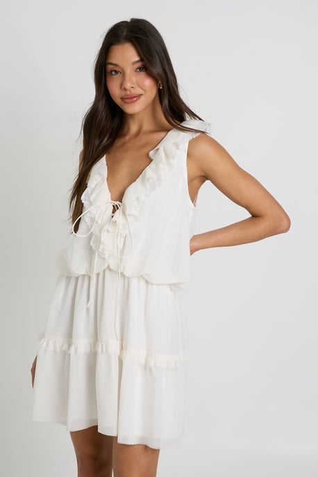 Chiffon Ruffle Detail Skater Dress - Image 1