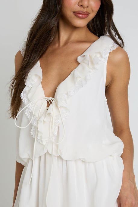 Chiffon Ruffle Detail Skater Dress - Image 4