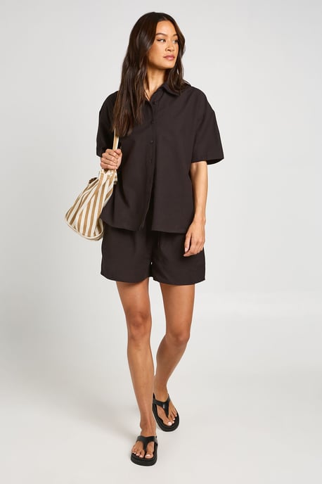 Tall Linen Look Boxy Short Sleeve Shirt & Short Co-ord - Image 4