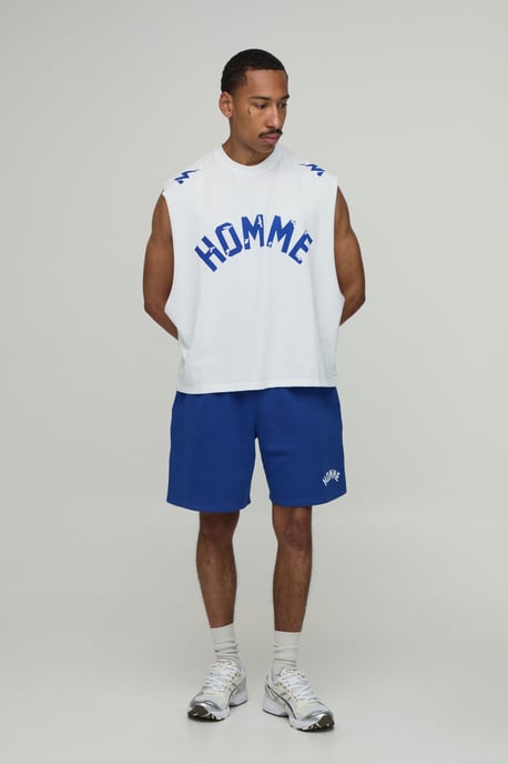 Homme Printed Oversized Boxy Drop Armhole Tank & Baggy Short Set - Image 4