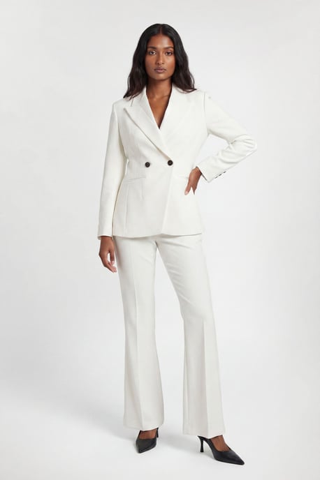 Petite Compact Stretch Satin Side Tailored Straight Leg Trouser - Image 1
