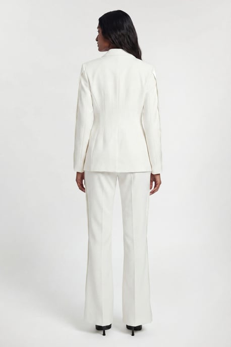 Petite Compact Stretch Satin Side Tailored Straight Leg Trouser - Image 3