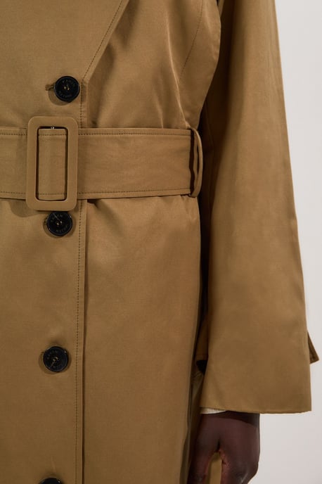 Strong Shoulder Belted Maxi Trench Coat - Image 2