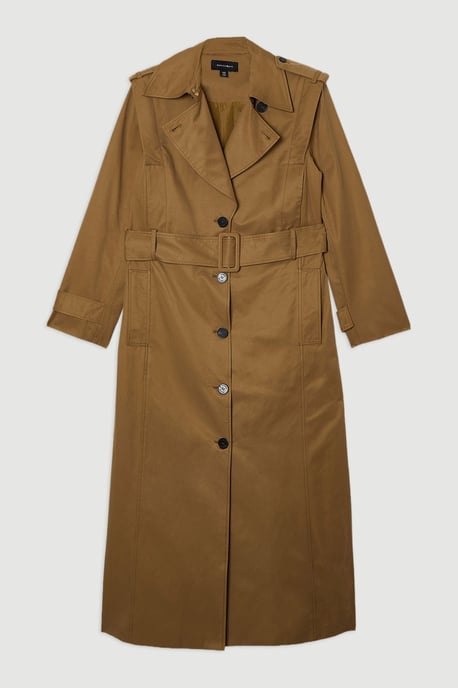 Strong Shoulder Belted Maxi Trench Coat - Image 4