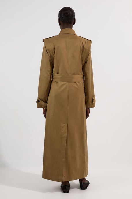 Strong Shoulder Belted Maxi Trench Coat - Image 6