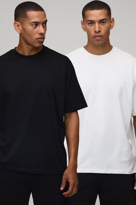2 Pack Oversized Heavyweight Crew Neck T-Shirts - Image 1